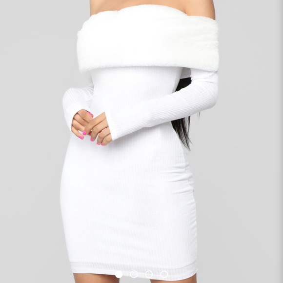 BRAND NEW!! FASHION NOVA WHITE RIBBED DRESS - Picture 4 of 6